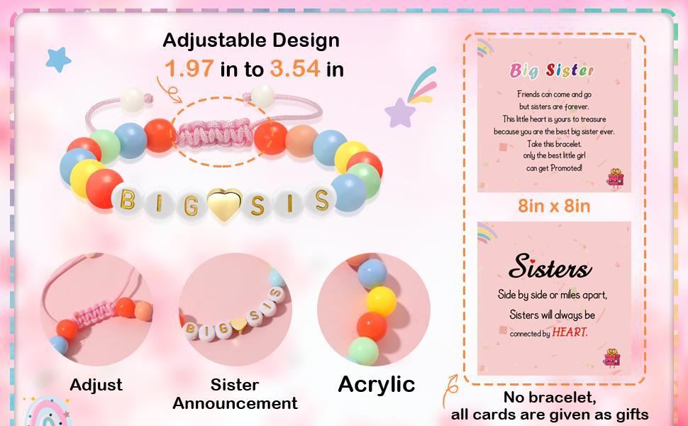 Big Sister Bracelet, Colorful Little Girls' Sister Jewelry, Letter Beads Bracelet, Sister Jewelry Gifts for Daughter Granddaughter Niece Big Sister Girls