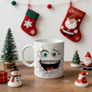 Single Smiling Face Breakthrough Ceramic Coffee Mug- 11Oz Water Cup with Distinctive Design for Summer And Winter Beverages- Ideal Gift Idea for Birthdays, Holidays, And New Year