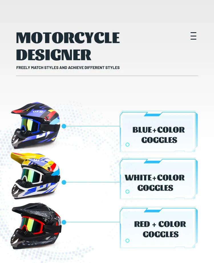 Matte Black Series Racing Helmet, Full Face Tactical Off-Road Motorcycle Helmet with Goggles & Gloves, DOT Certified Crash Safety Helmet for Adult Men, Professional Off-Road Gear for Motocross, ATV, Dirt Bike & Power Sports Riding