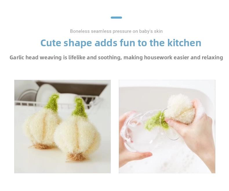 [3-piece set] Korean-style kitchen dishcloth, simulated garlic head cleaning cloth, hand-crocheted cleaning cloth, everyday dishwashing towel