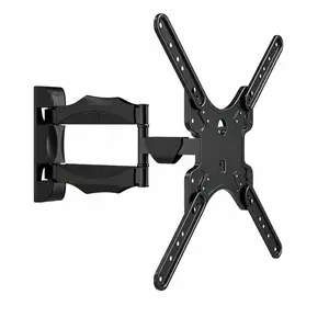 Wall Mount TV Bracket for 32-55 Inches, Vesa 100x100-400x400mm, Single Bolt Corner Bracket, Supports Up to 70lbs, Full Motion, Space-Saving