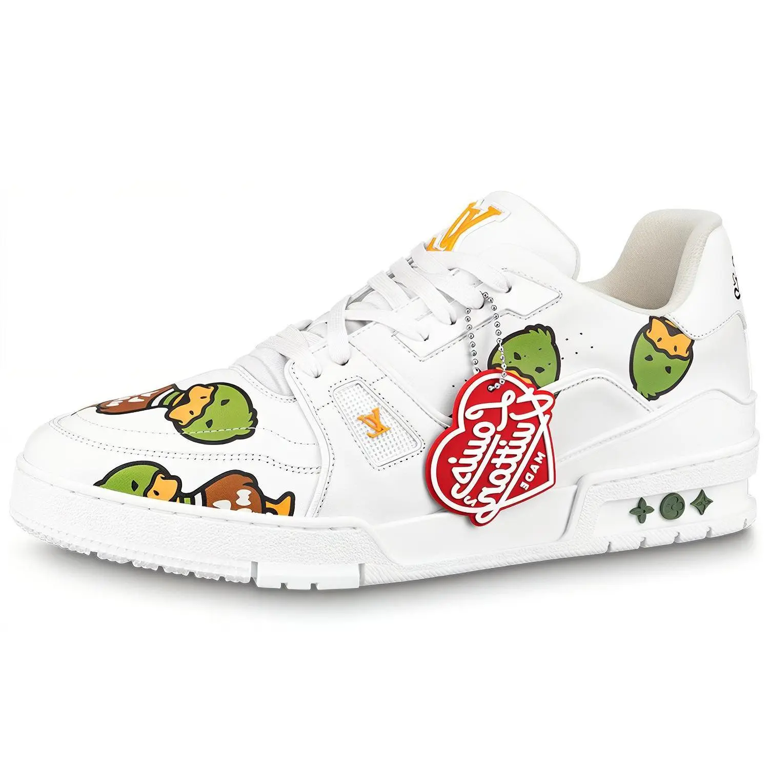 Nigo x Louis Vuitton White Low-Top Trainer for Men – Fashionable Streetwear Sneaker Verifiable, with credentials and supporting global authentication