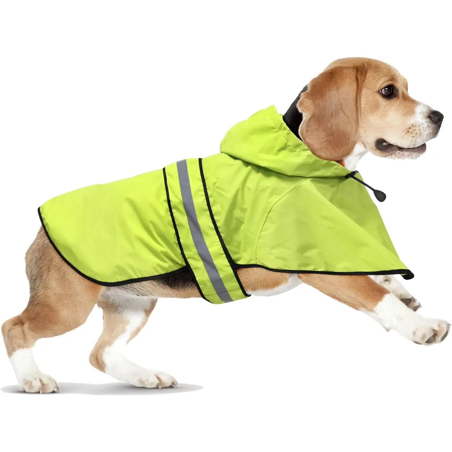 Hooded Adjustable Lightweight Dog Raincoat Safety Reflective Pet Rain Jacket with Leash Hole for Small Medium Large Dogs (Medium, Green)