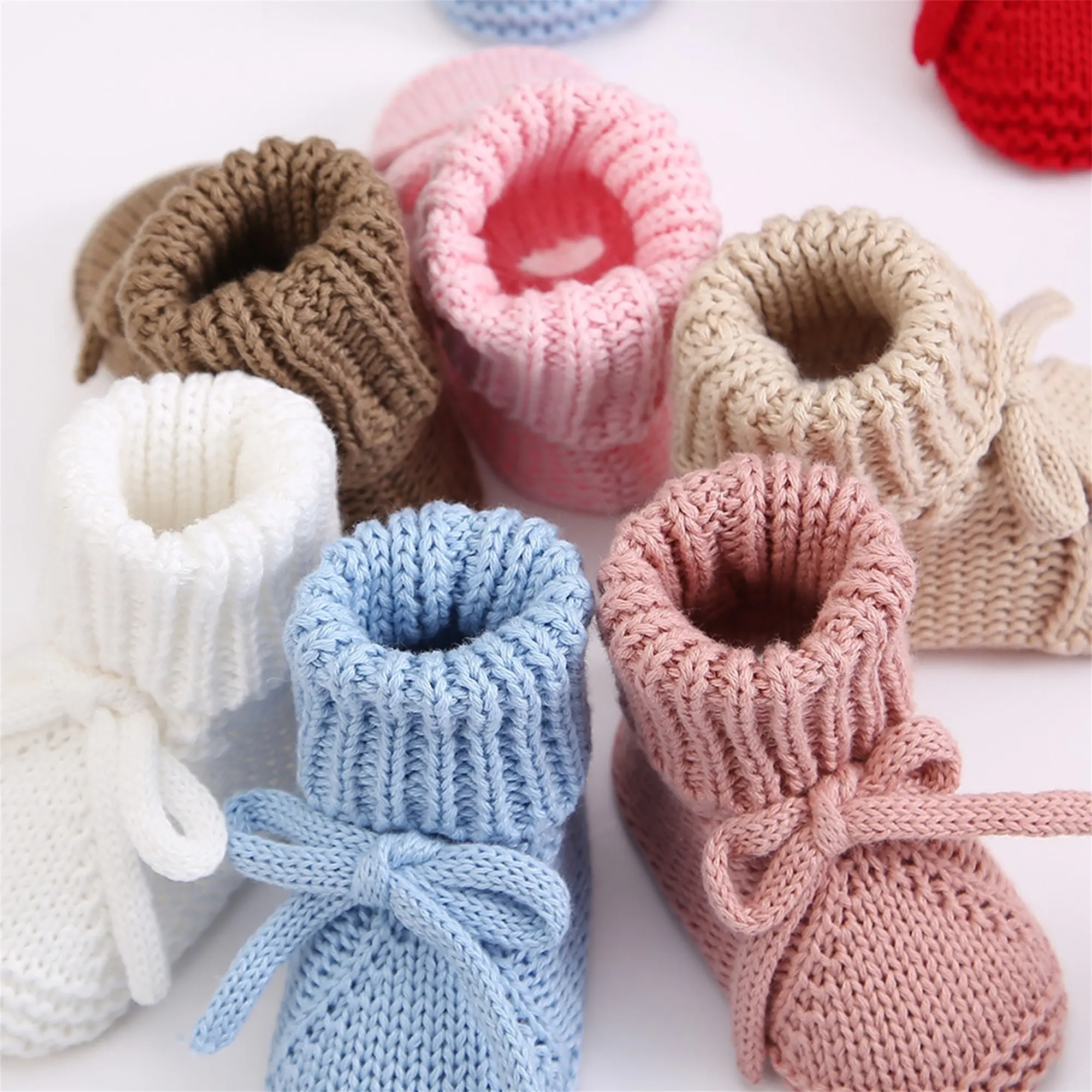 Infant Baby Boys Girls Knitted Booties Soft Sole First Walking Socks Winter Comfortable Warm Snow Boots Crib Shoes 0-12M