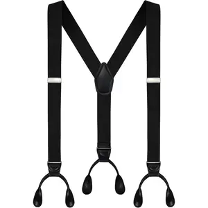 Moulen Men's Y-Back 1.4 Inches Wide Button End Elastic Adjustable Suspenders