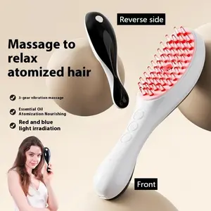 Electric massage comb, hairdressing massage comb.Type-C fast charging (including 180mAh lithium battery).Multi-gear adjustment.Red and blue double light + essential oil mist nourishing + 3d vibration.Compact and portable.Suitable for families and professi