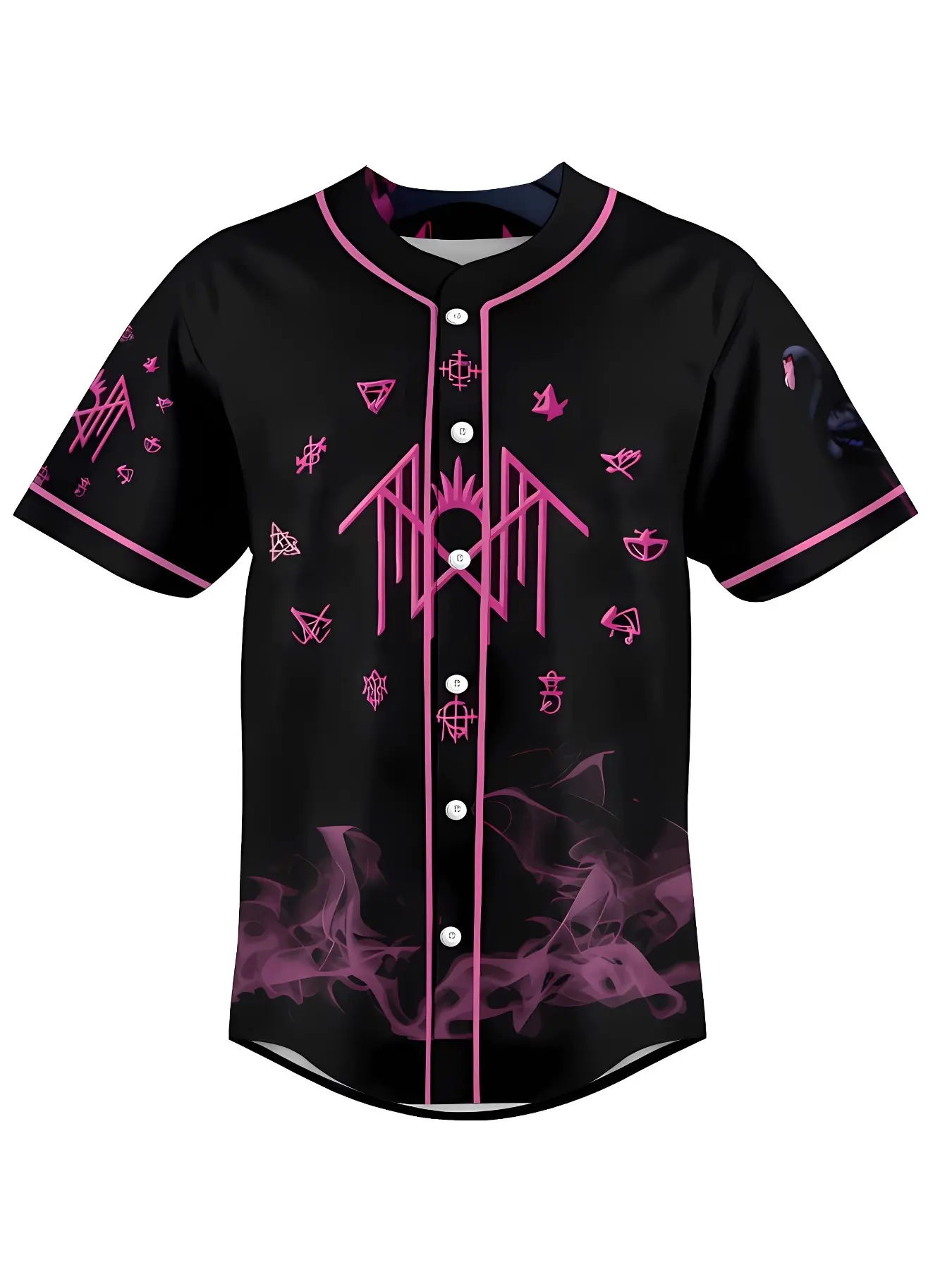 2026 New Gothic Baseball Cardigan Short Sleeve, Casual Loose Fit, All over Print, Long Clothing, Unlined