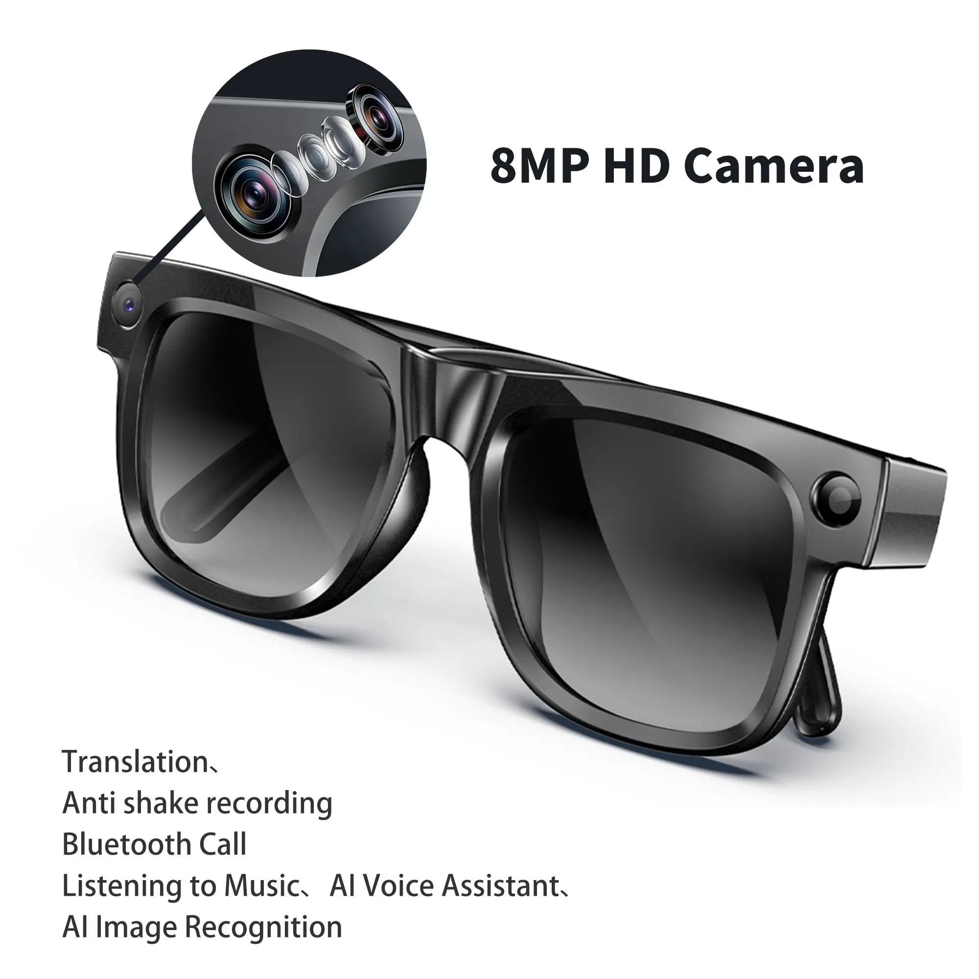 2026 Smart Glasses, 8mp HD Camera, Multilingual Translation, Video Recording, Bluetooth-compatible Calling, Unisex Smart Eyewear, Multifunctional Smart Glasses