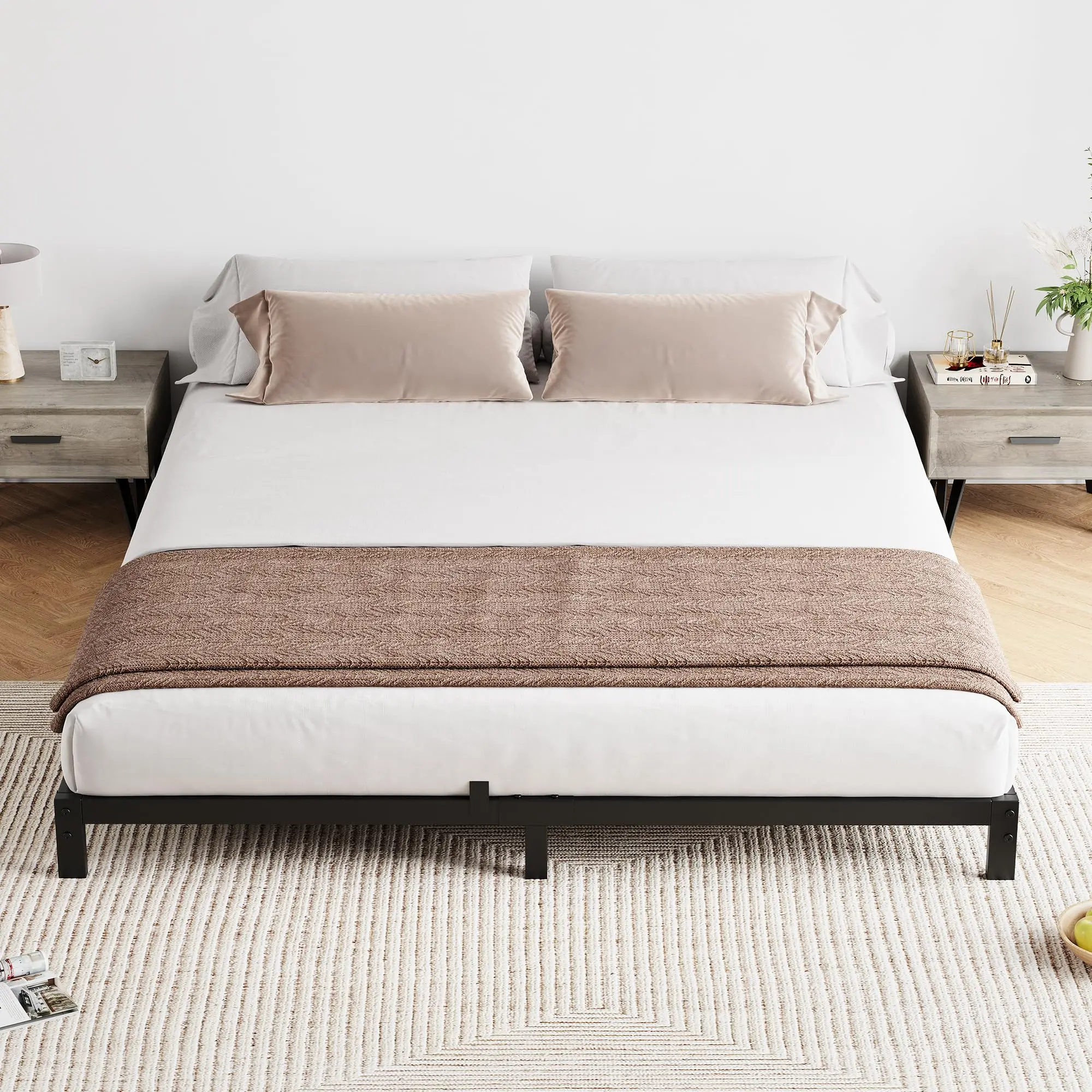 GARVEE 6 inch Full Size Bed Frame No Box Spring Needed, Heavy Duty Metal Platform Bed Frame Full with Sturdy Steel Slats, Easy Assembly, Noise Free, Black(Full)