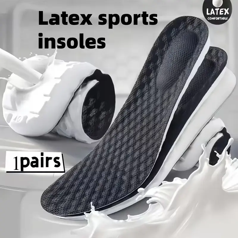 Latex Soft Comfortable Insoles, Unisex Sweat-Absorbing Shock-Absorbing, High-Elastic Breathable Athletic Shoe Inserts, Running Accessory