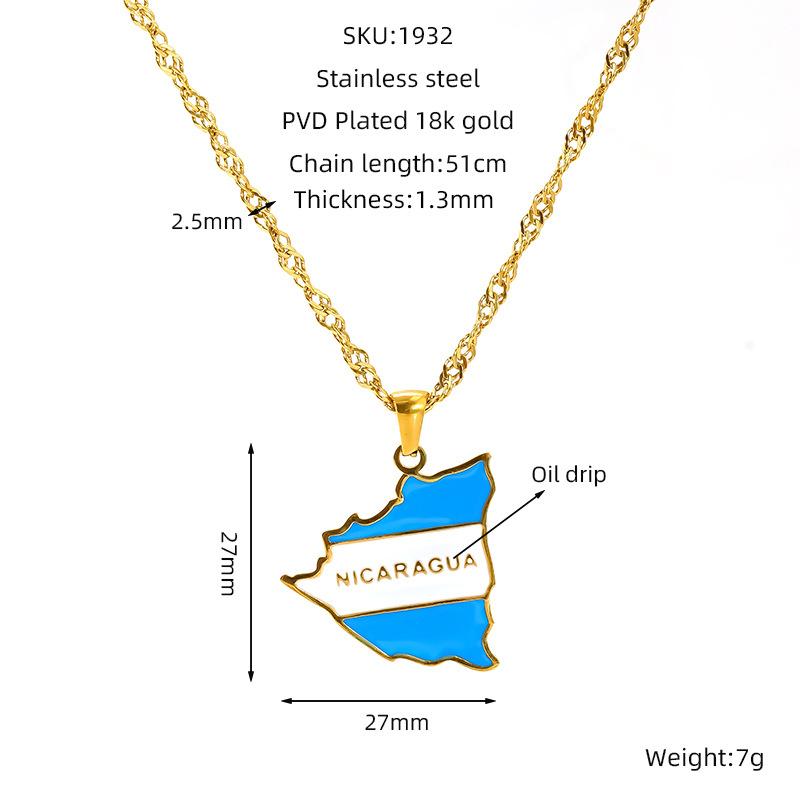 Various Countries Map Pendant Necklace Jewelry, Stainless Steel Necklace