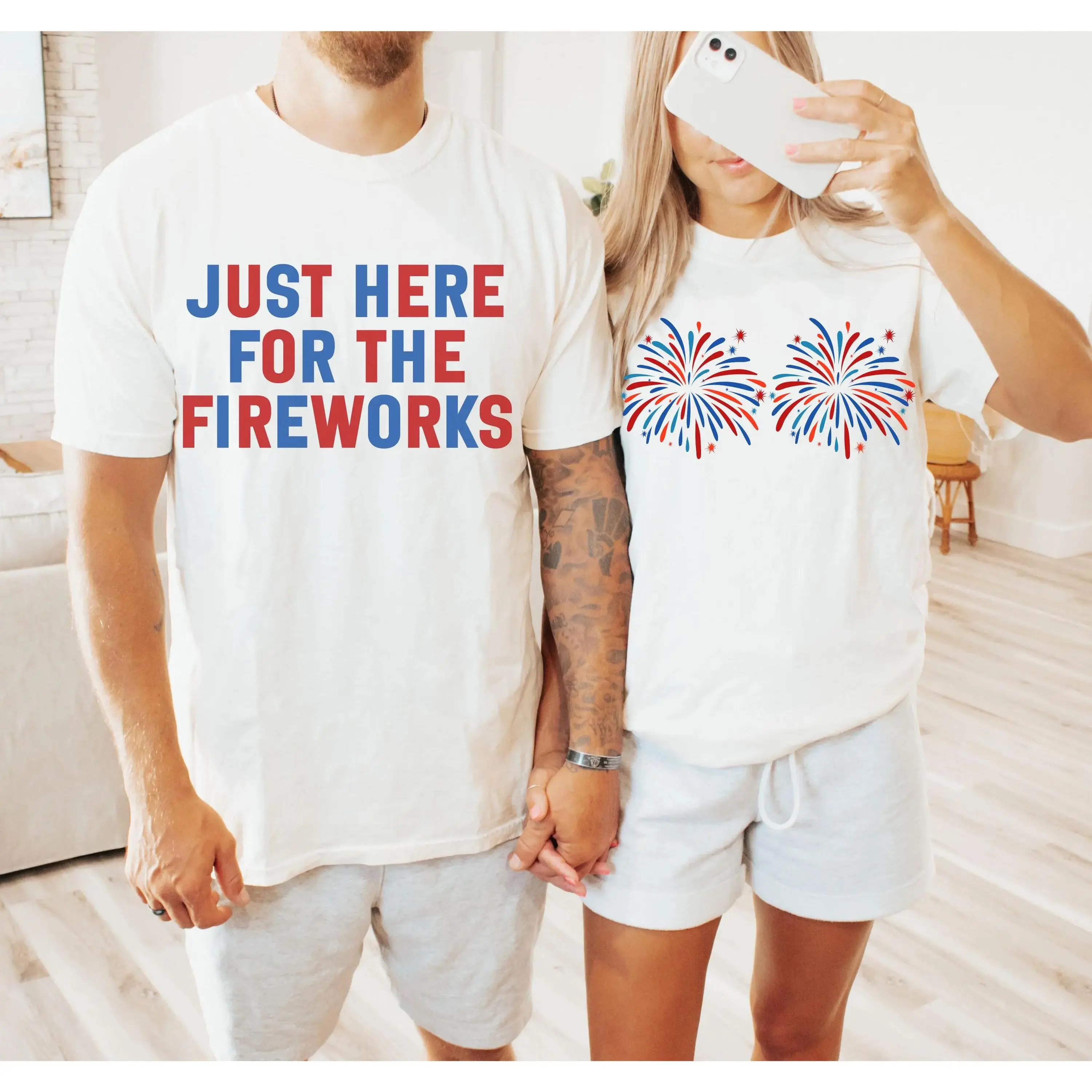 Funny Couples Fourth of July Shirts, Humor 4th of July Matching Shirts for Couples, Independence Day Fireworks Tees graphic tee
