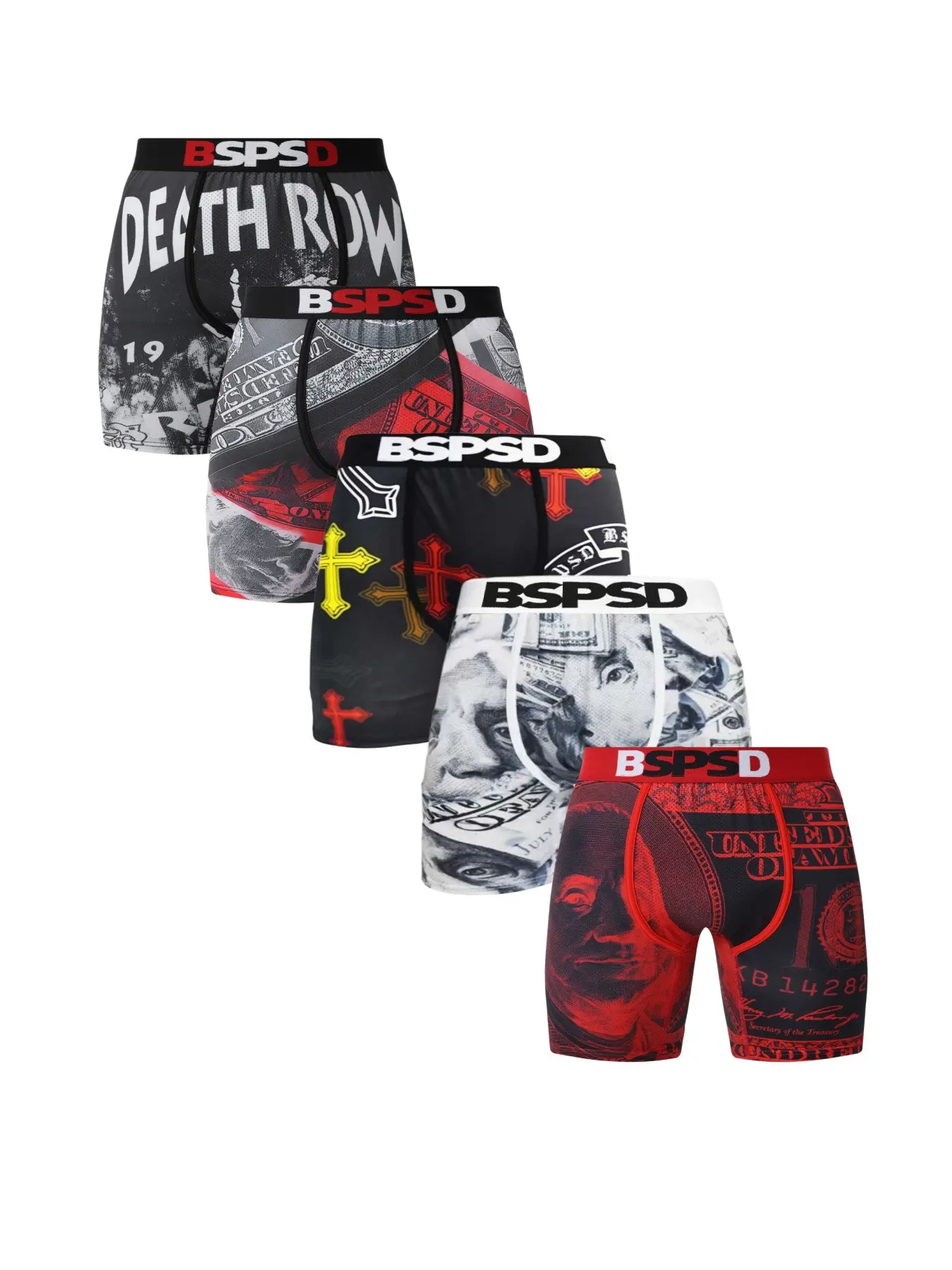 5Pcs Men's Breathable Digital Print Boxers Briefs Trunks, Skin-Friendly Fabric, Moisture-Wicking, Ideal for Sports and Casual Wear, Comfortable Men Underwear, Printed Boxer Briefs