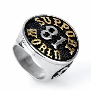 Stainless steel men's rings wholesale punk titanium steel ring Sport Numbers