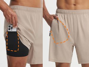 Baleaf Mens 7 Inch Mountain Bike Shorts 4D Padded Loose Fit MTB Cycling Shorts with Phone Zipper Pockets Reflective Riding Gear