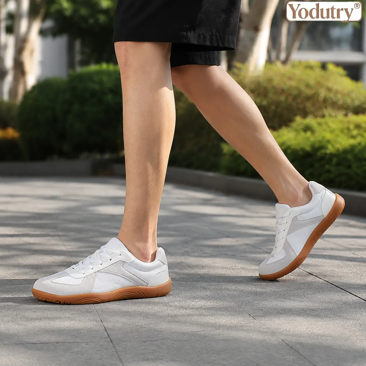 Yodutry  Retro GAT Sneakers White Gum Sole Casual Shoes with Ergonomic Wide Toe Box  Wide Width Anti-Slip Breathable Mesh Walking Shoes