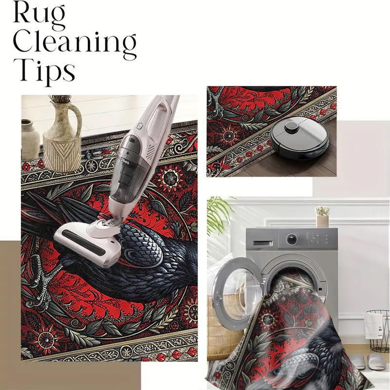Crow Pattern Floor Mat, Non-slip Soft Floor Carpet, Decorative Area Rug, Decorative Carpet for Home Living Room Bedroom Kitchen