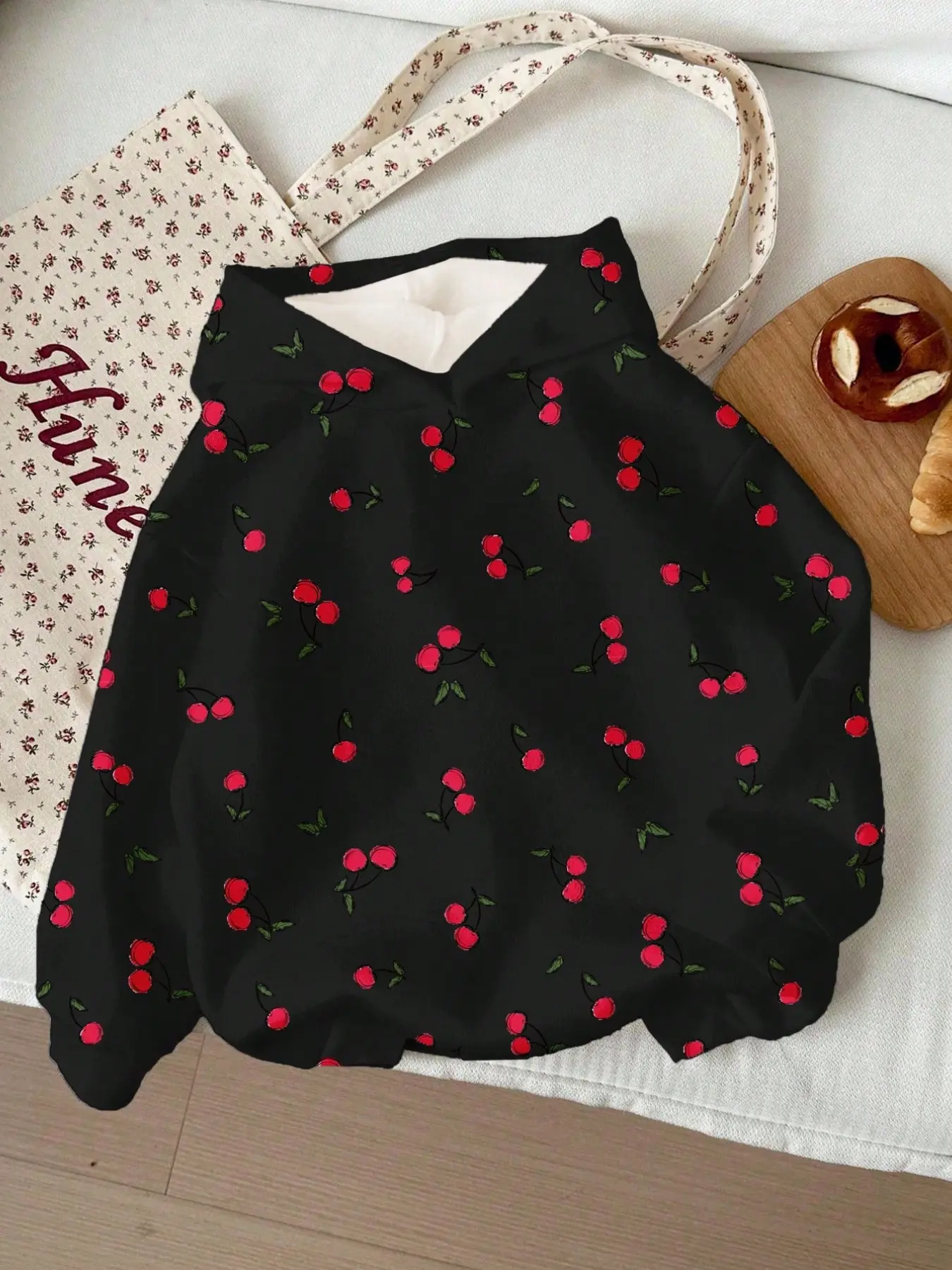 5 Adorable Girls' Hooded Sweatshirts, Cherry Bow Floral Letter Print, Soft Casual Kids' Hoodies, Graphic Hoodies, Spring & Fall Clothing