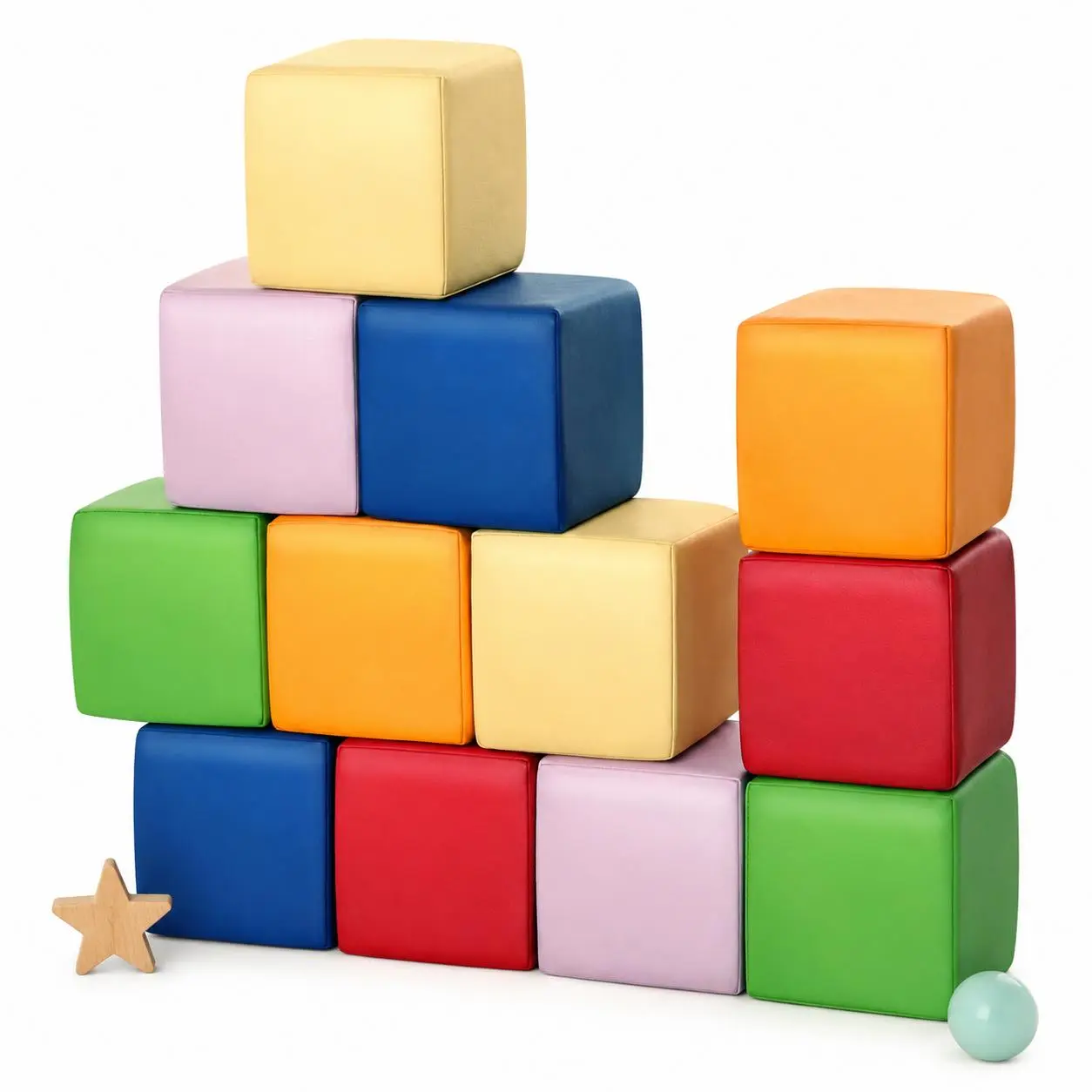 JungleDove 12-Piece Rainbow PU Leather Kids Climbing Blocks Soft Play Set - Lightweight Unisex Toddler Foam Climber, Indoor Playground Equipment, Easy to Rearrange Play Equipment with Smooth Cover for Nursery Playroom (30.5x6.1x18.3in)