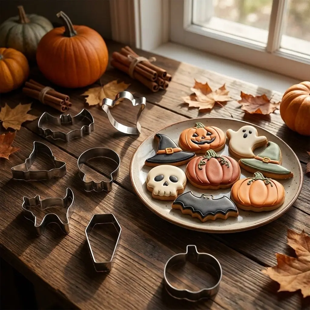 Halloween Cookie Cutters Set, Fun Pumpkin Witch Hat Baking Tools, Stainless Steel Kitchen Accessories, Perfect for Sweet Treats