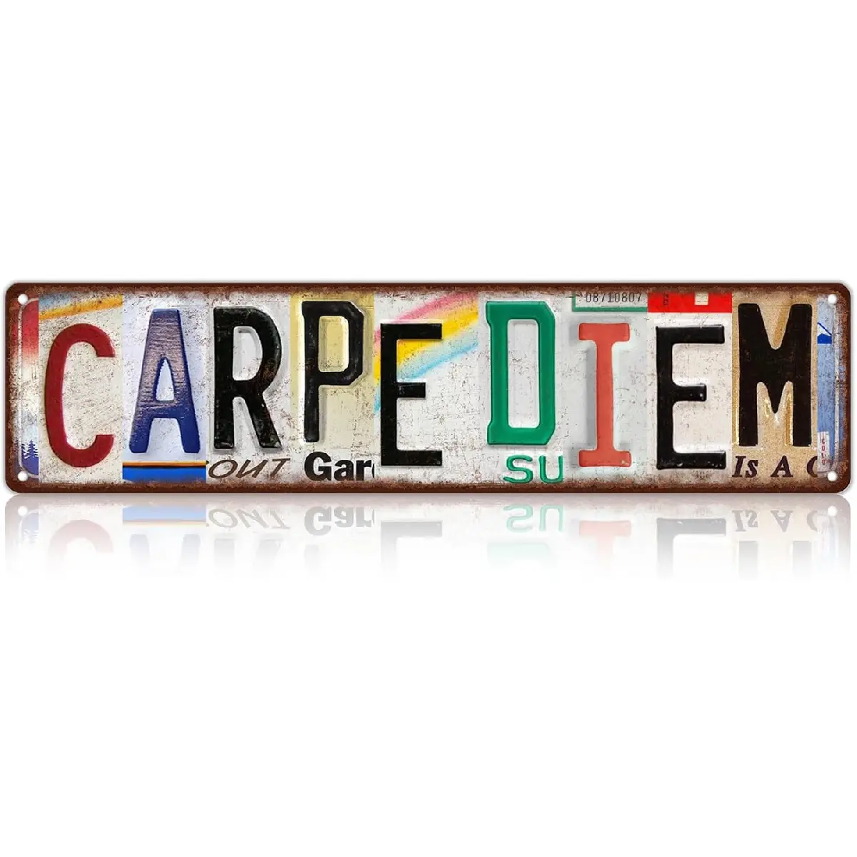 Vintage Carpe Diem Metal Tin Street Sign Wall Decor for Bar, Home, Garage