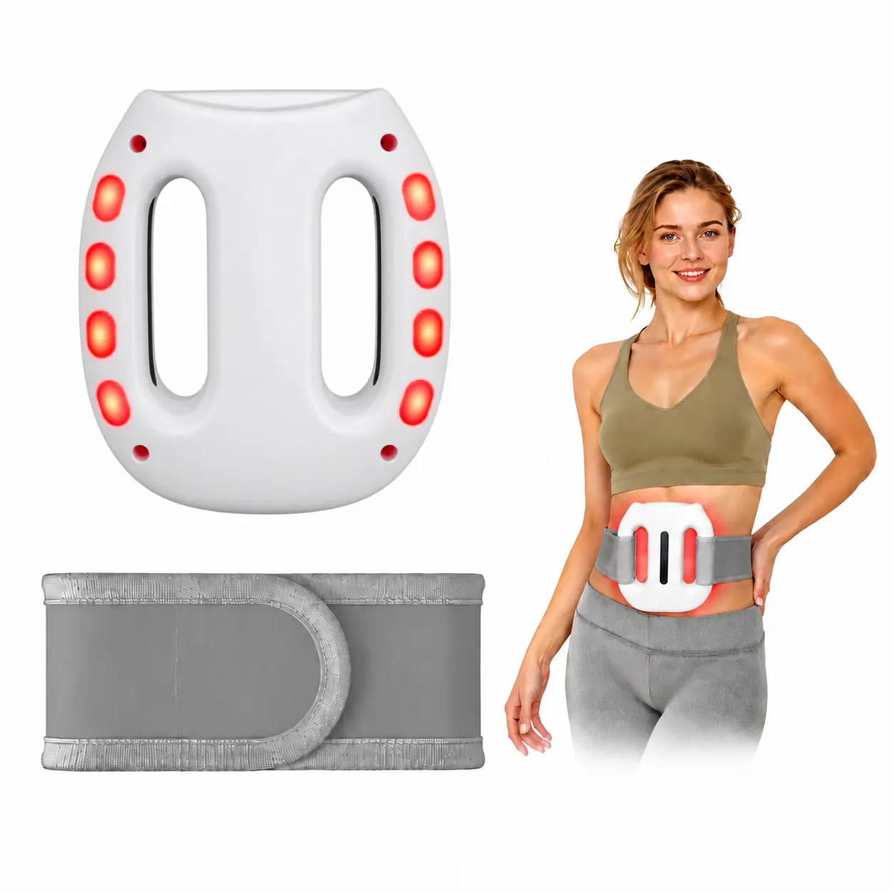Adjustable Cordless Rechargeable Wearable Vibratory Massager Belt, Flexible Dual-Loop Design, 2 Vibration Settings, 9 Intensity Levels, Portable Muscle Massager for Daily Fitness and Relaxation,,max