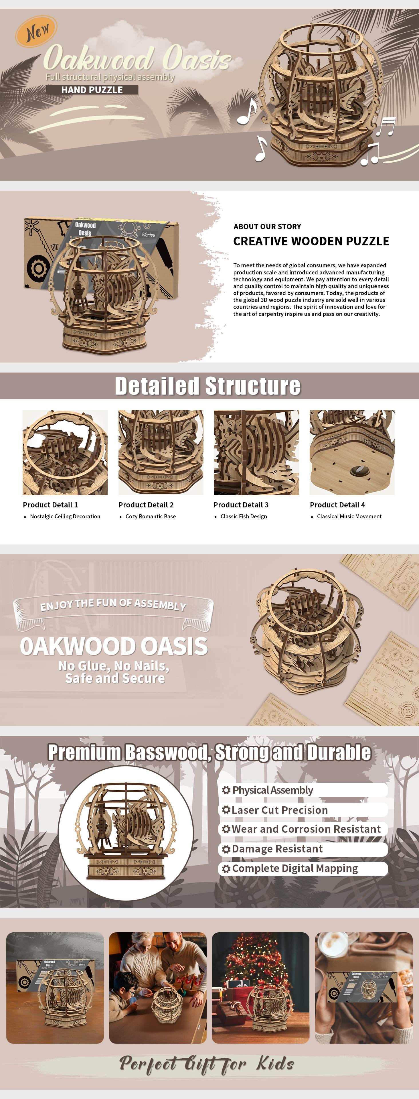 Fashion Simple Oak Oasis Shape Puzzle Toys