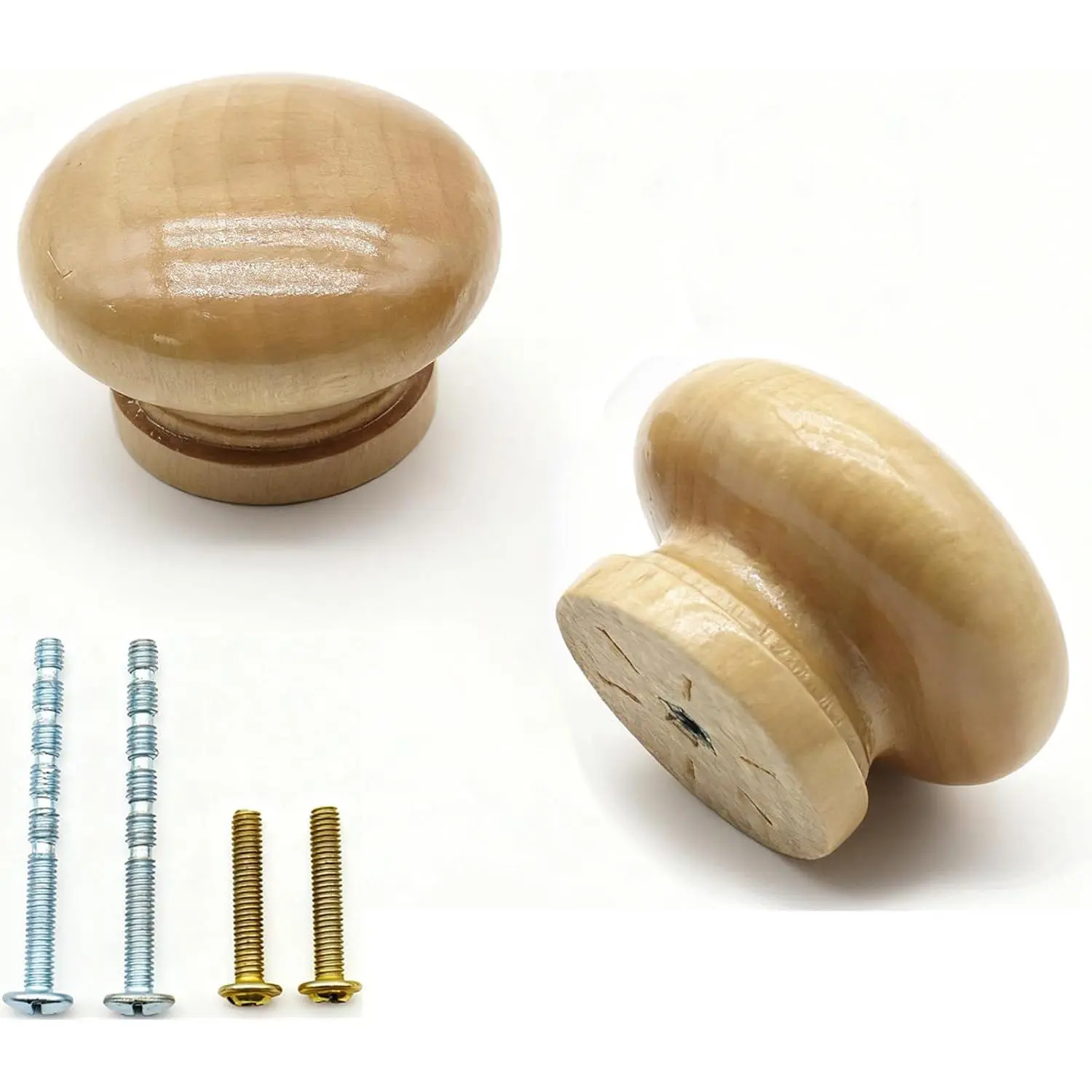 2 count Wooden Cabinet Knobs, 1.77"  Dresser Knobs Kitchen Cabinet Knobs Modern Round Knob for Furniture Dresser Cupboard Drawer Closet Door ( Finished)