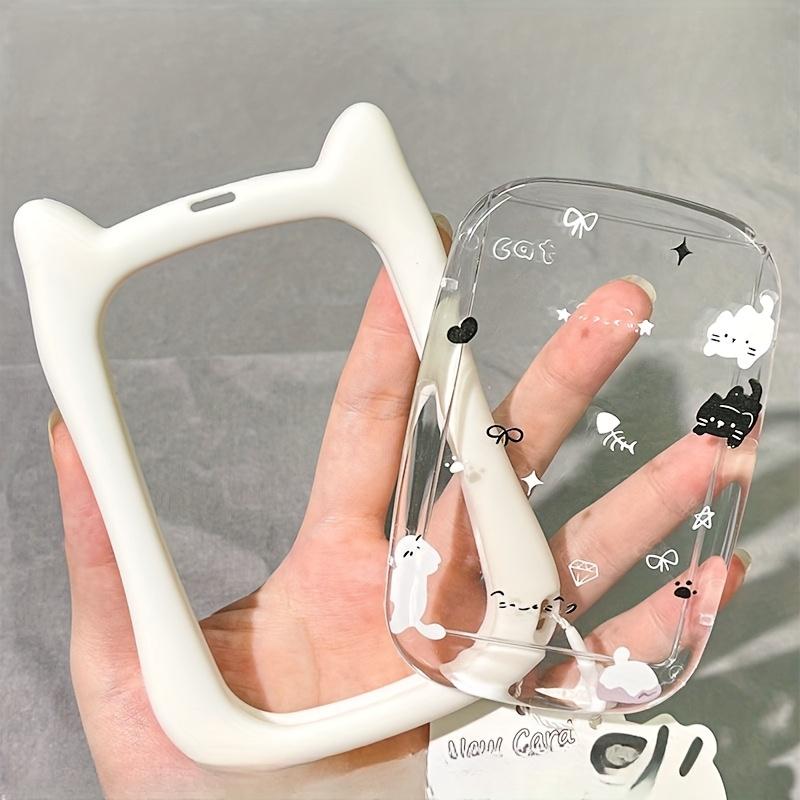 Cute Cat Design Photo Card Holder, 1 Count Transparent Acrylic Id Badge Holder, ID Card Holder, Keychain for Office School Student