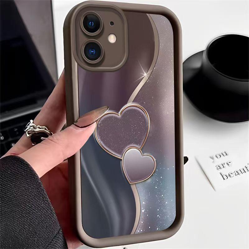 Aesthetic Luxury Love Heart iPhone Case for iPhone 17 Pro Max 16 Pro 15 14, Gilded Glitter Shockproof Protective Cover, Stylish Premium Phone Case Aesthetic Luxury Love Heart iPhone Case for iPhone 17 Pro Max 16 Pro 15 14, Gilded Glitter Shockproof Protective Cover, Stylish Premium Phone Case