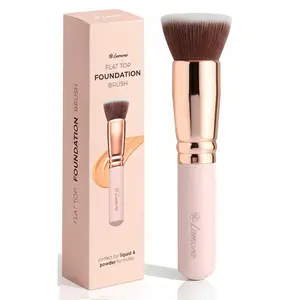 Makeup Brush Foundation Kabuki - Flat Top Face Brush for Liquid, Cream, and Powder Cosmetics - Full Coverage Blending, Buffing, Stippling, Contouring