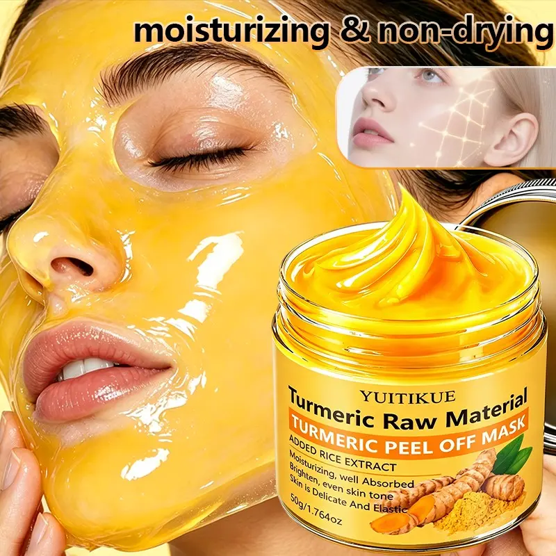 Yuitikue Turmeric Peel-Off Mask, Deep Cleansing Brightening Balm, Gentle Hydrating Nourishing, Daily Face Care, 50g, Unisex