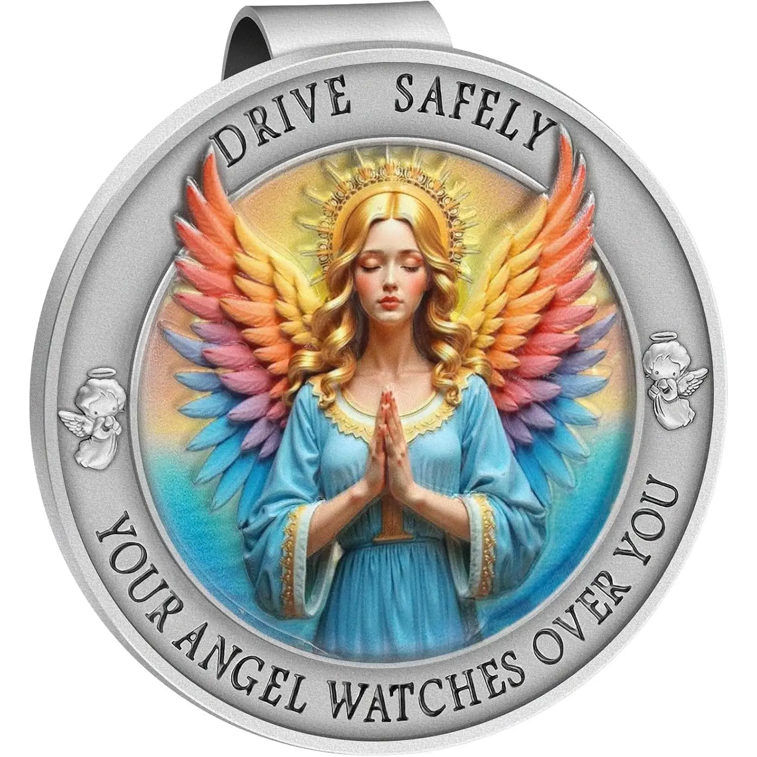 Guardian Angel Visor Clips for , Guardian Angel Visor Clip  Accessories Colorful  Religious Christian Safety  for  Driver Family  (1)