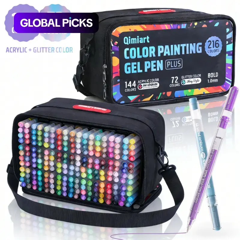 216 Colors Acrylic Gel Pens & Glitter Gel Pens Set,144 Colors 3D Acrylic Paint Pens And 72 Colors Special Shining Multi Glitter Gel Pens,for Black Paper, Rock, Glass, DIY & Art Crafts Supplies, Acrylic Markers, Coloring Materials Set #GLOBAL PICKS