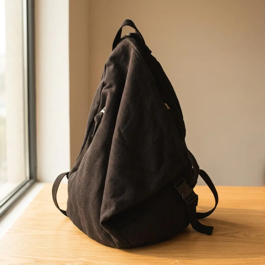 Triangular Canvas Backpack for School & Commute, Lightweight Water-Resistant Functional Daypack with a 14-Inch Laptop Sleeve & Adjustable Straps, Zip, Backpacks For School, School Backpacks