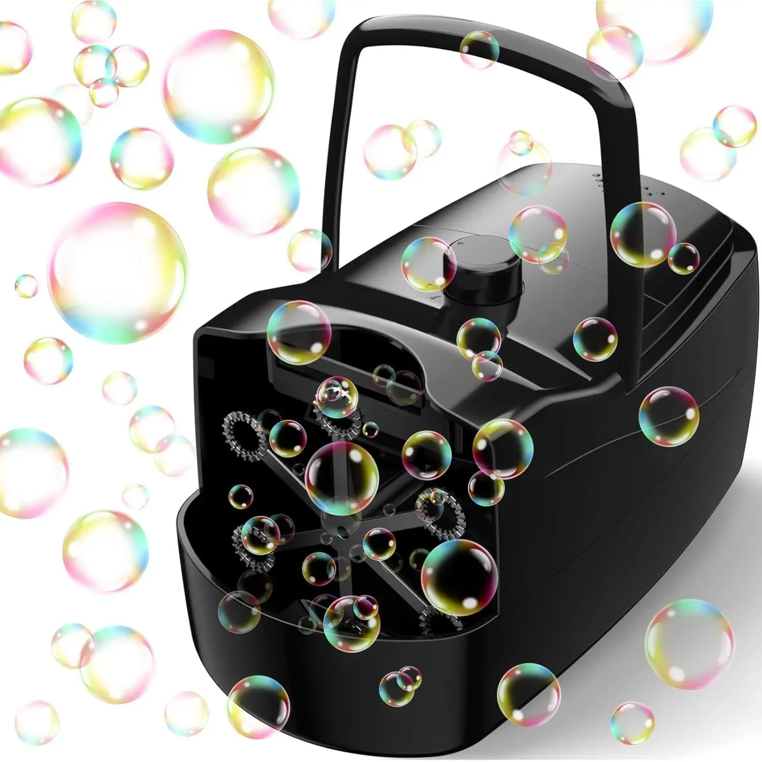 Bubble Machine, Automatic 18000+ Per Minute Big Bubbles Blower Maker for Kids Toddlers with 2 Speeds,6 Wands,Operated by Plugin or Batteries for Outdoor/Indoor Birthday Parties,Wedding (Black)fidget toys