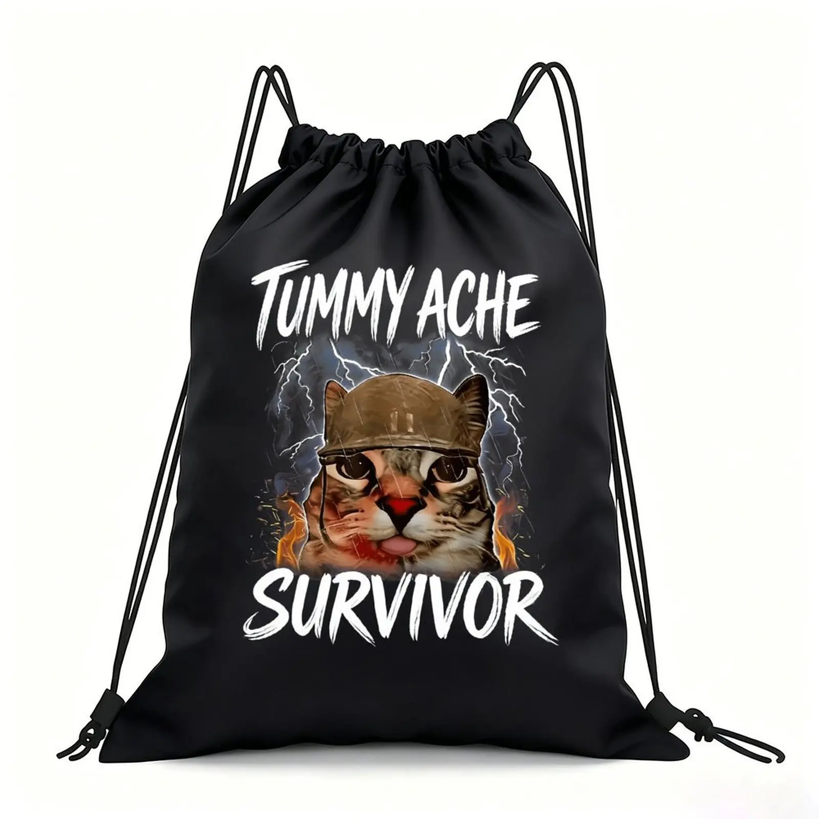 Portable Drawstring Sack Bag with Custom Graphic Print, Waterproof Polyester String Backpack for Gym Workout Swimming Hiking