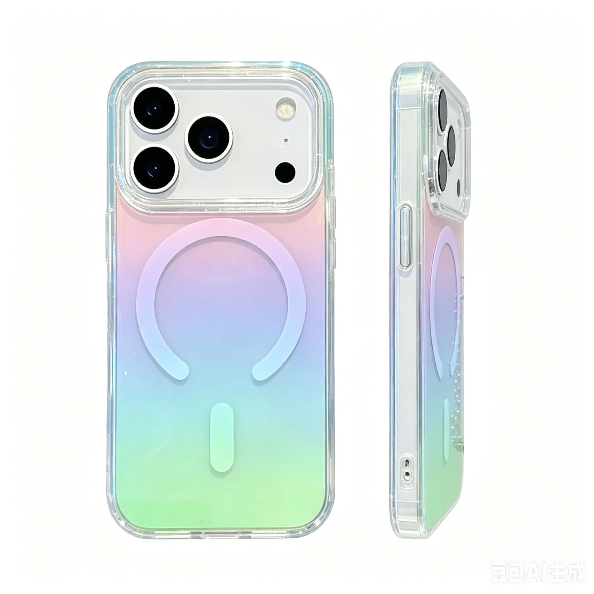 (Case & Nova.)Colorful Plated Glitter Diamond Pattern Magnetic Phone Case, Shockproof Protective Cover for iPhone 17 Pro Max, 17 Pro, 17, 16, 15, 14, 13, 12, 11, XS Max cute laser
