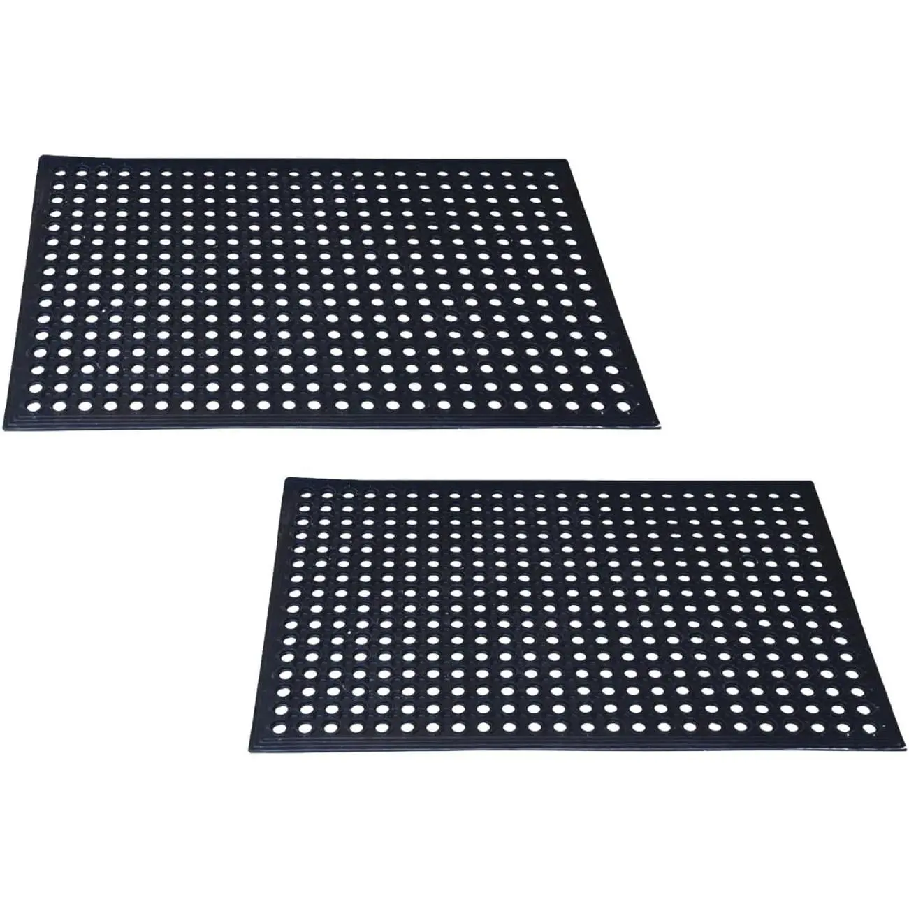 2 Pack Heavy Duty Rubber Drainage Mats, 24" x 36" Non-Slip Outdoor Rubber Floor Mats with Drainage Holes, Commercial Kitchen Mats for Garage, Patio, Entryway, Indoor Outdoor Use