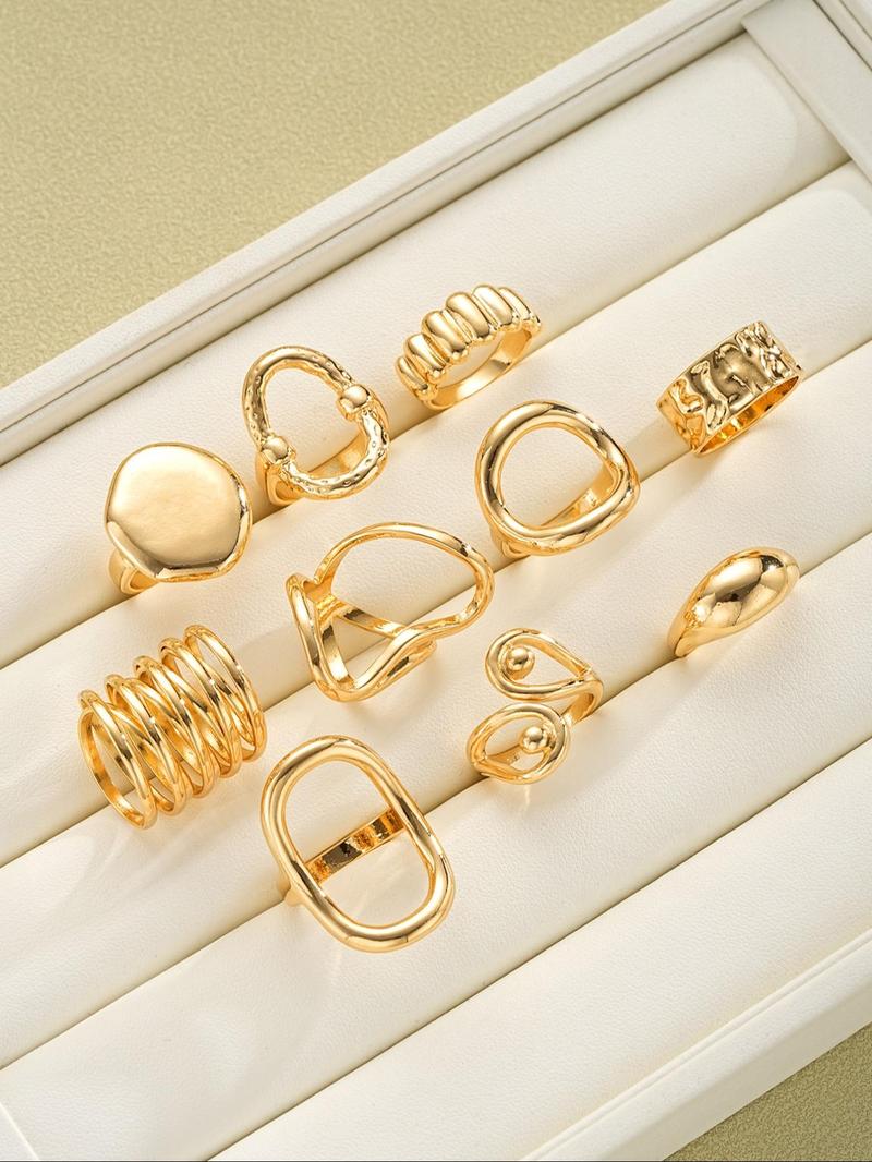 Women's Exaggerated Flower & Geometric Design Cuff Rings, Boho Style Rings, Elegant Exaggerated Stacking Rings, Fashion Jewelry for Party, Daily Clothing Decor, Trendy All-match & Exquisite Jewelry for Birthday Gift