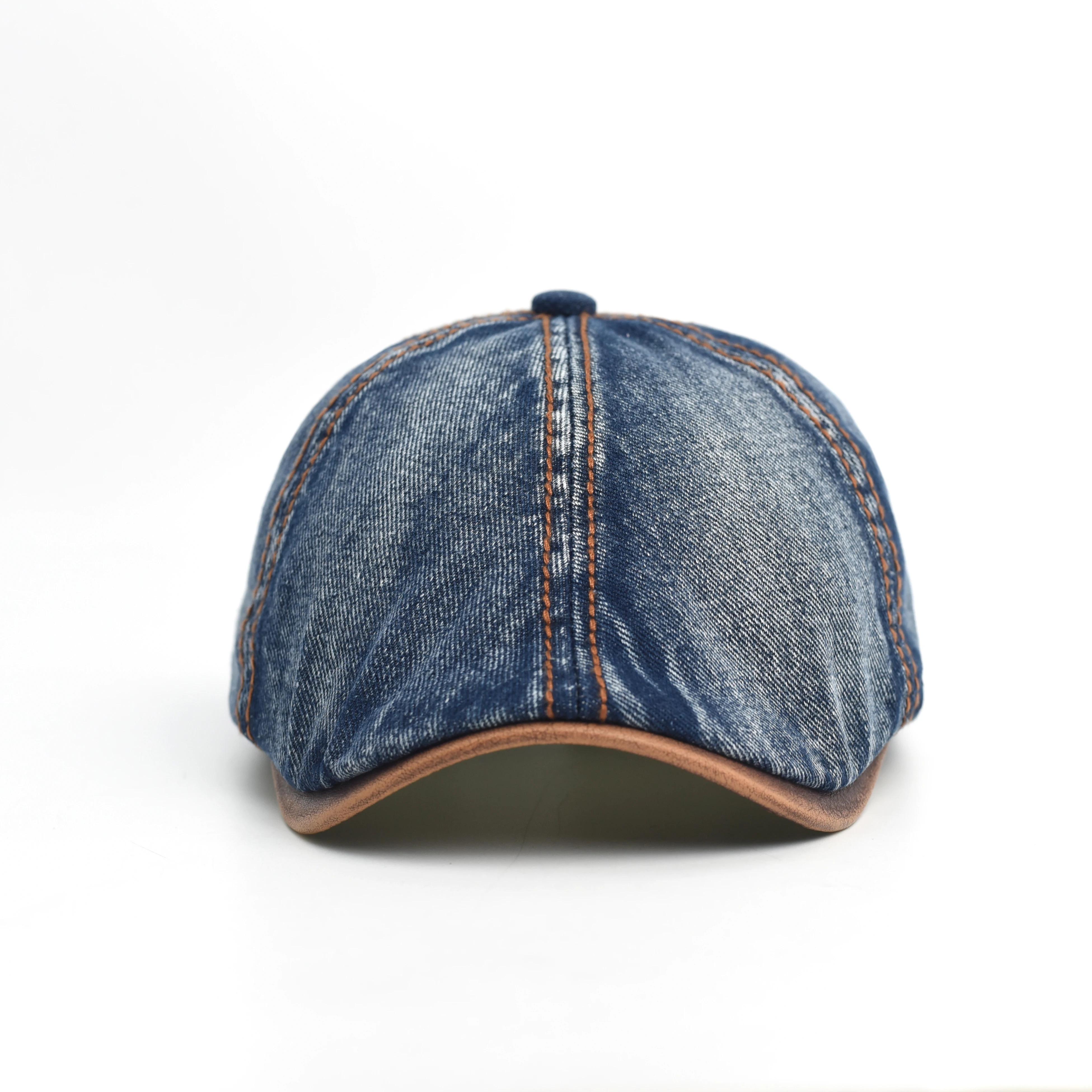 Denim Beret Hat Washed Vintage Peaked Cap Adjustable Cotton Newsboy Cap Casual Hats Flat Cap