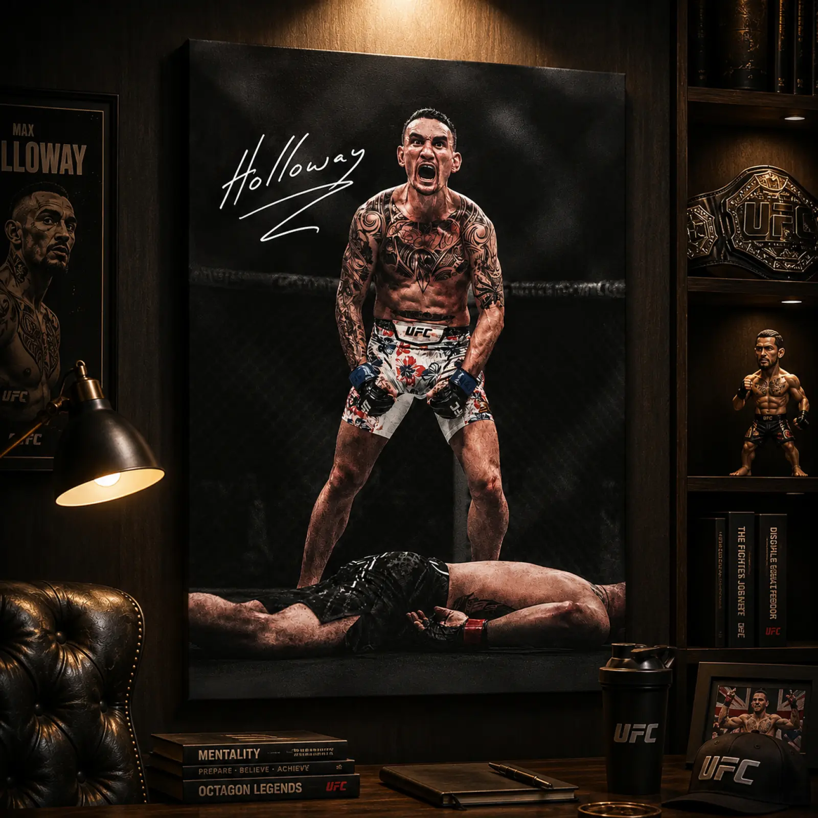 Max Holloway UFC Canvas Wall Art Poster,Blessed Fighter Print, MMA Champion Octagon Artwork, Combat Sports Wall Decor for Gym Bedroom Man Cave, Gift for UFC Fans