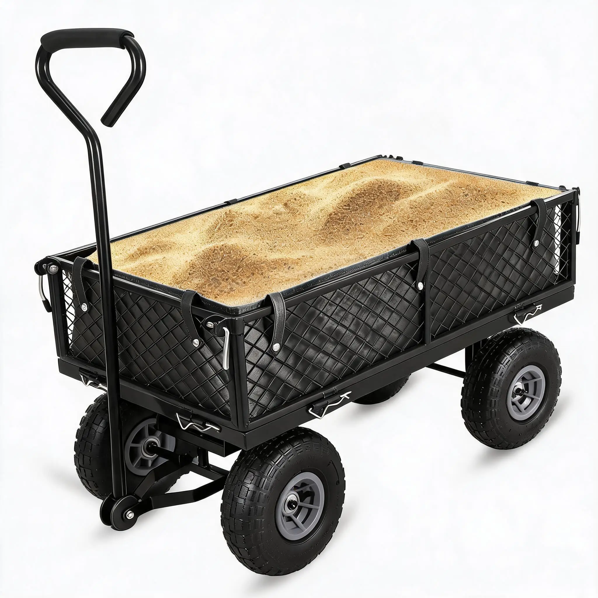 GARVEE Heavy-Duty Steel Folding Garden Cart with Removable Liner, 500 lb Capacity