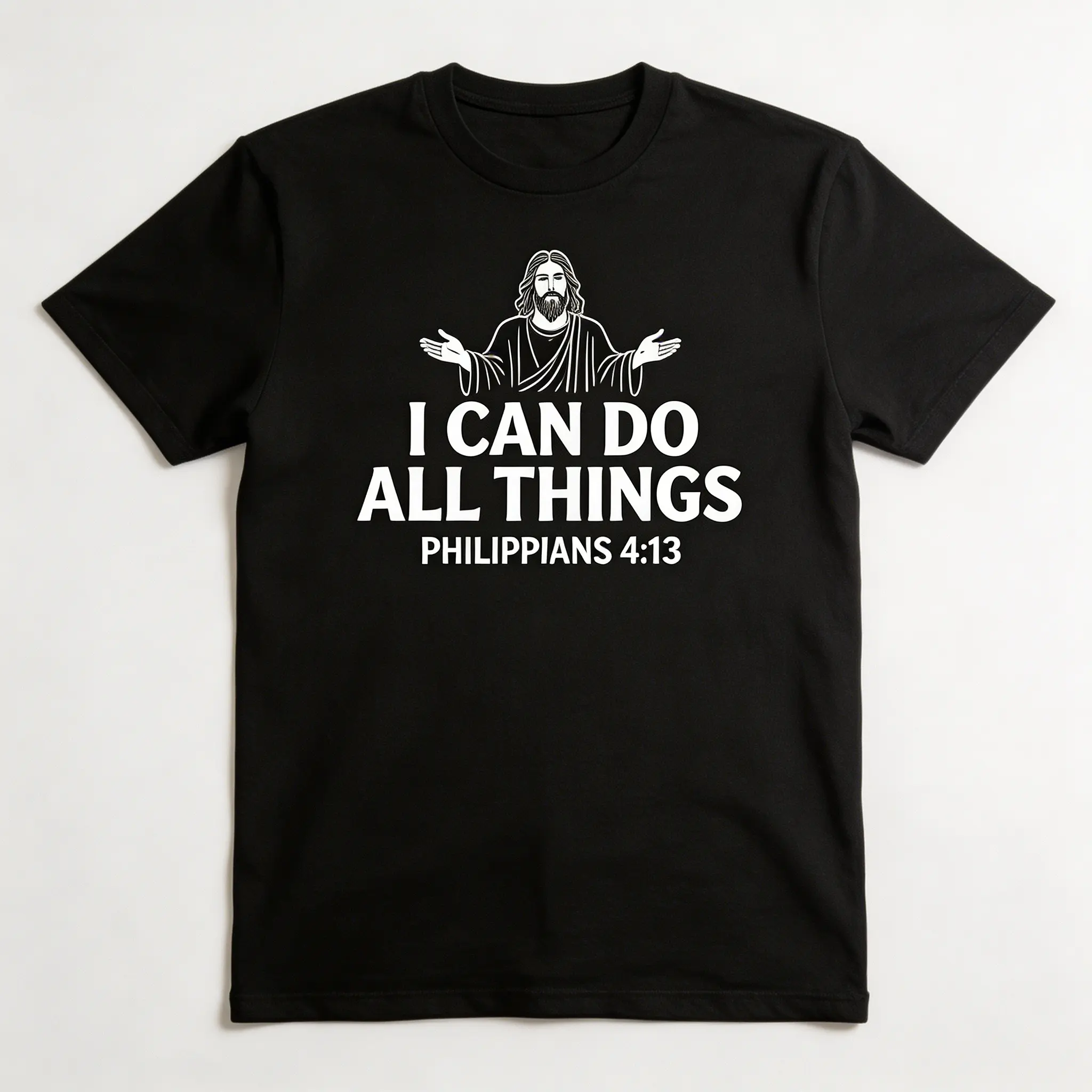 Unisex Graphic T-Shirt with Philippians 4:13 Verse, Casual Regular Fit Cotton Shortsleeve Inspirational Faith Top