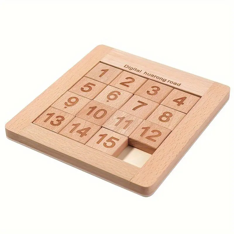 Sliding Block Puzzle Game, Move to Complete the Numbers in Sequence, Fun Cube Brain Teaser Toy for Kids, Enhances Logical Thinking Skills, Perfect Back-to-School Gift for Children, Puzzles for Toddlers, Recycled Wood Construction