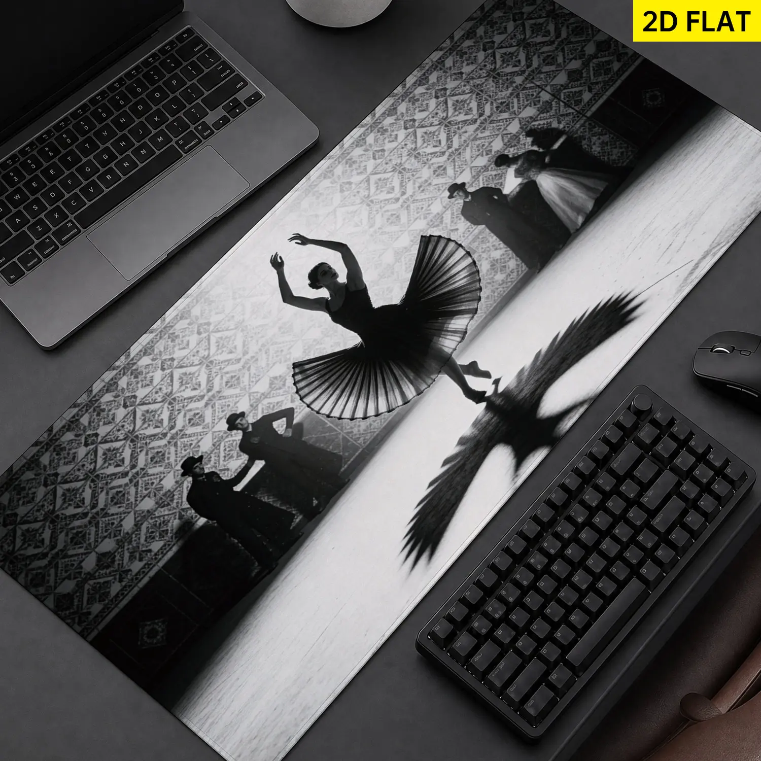 Extra Large black and white artistic ballet dancer Mouse Pad,Non Slip Rubber Pad,Desktop Decoration Drotection Pad,Washable,Lock Edge Multi Size,Premium Multipurpose Mousepad For Home,Office,Gift for Family and Friends
