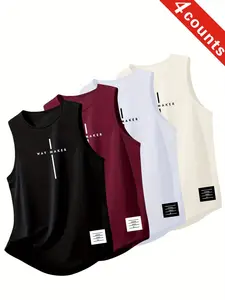 4-Pack Men "Way Maker" Print Sleeveless Tank Tops Casual Workout Basic Shirts