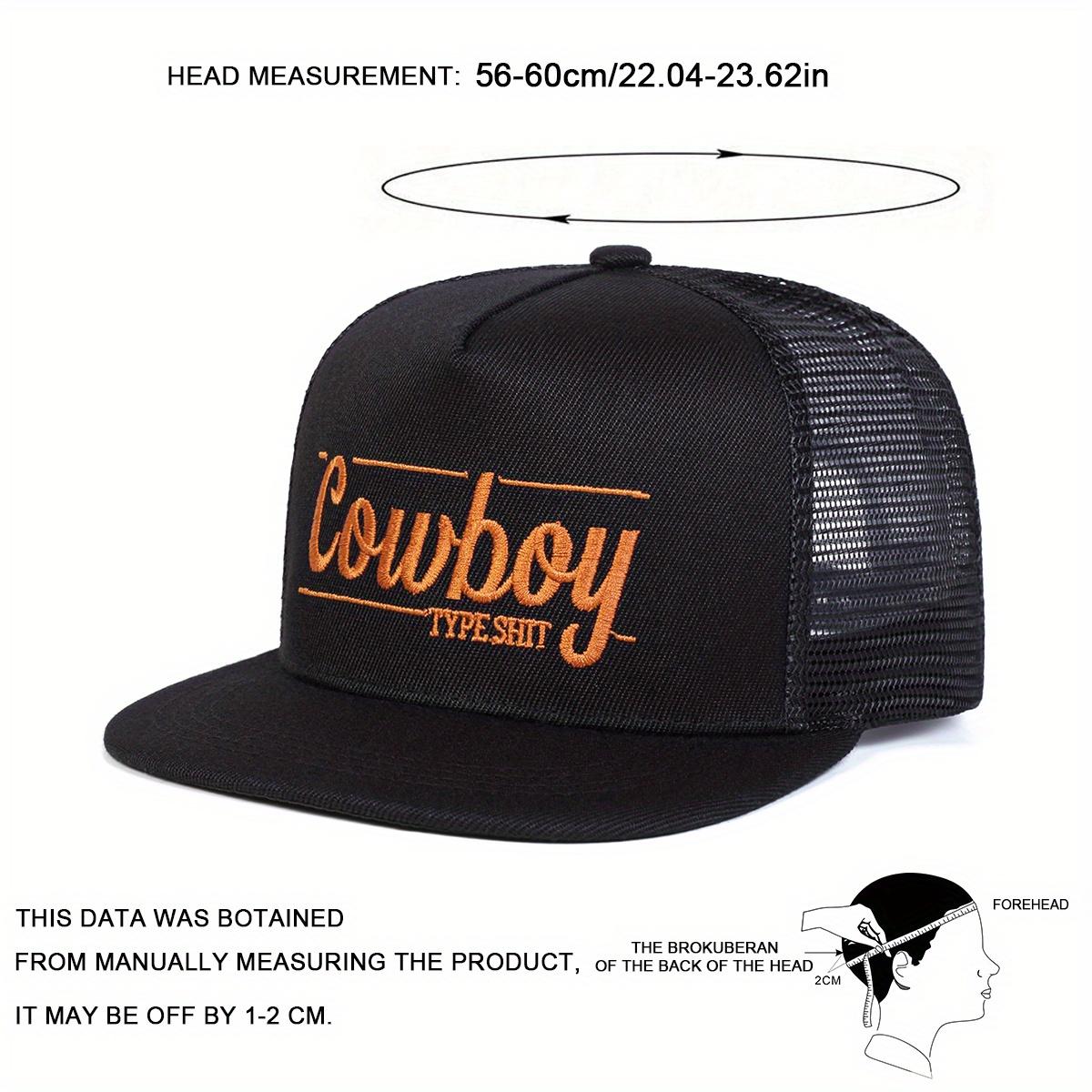 Unisex COWBOY Letter Embroidered Hip Hop Hat Mesh Hat Outdoor Adjustable Sunscreen Leisure Hat Spring Autumn Travel Tourism Beach Vacation