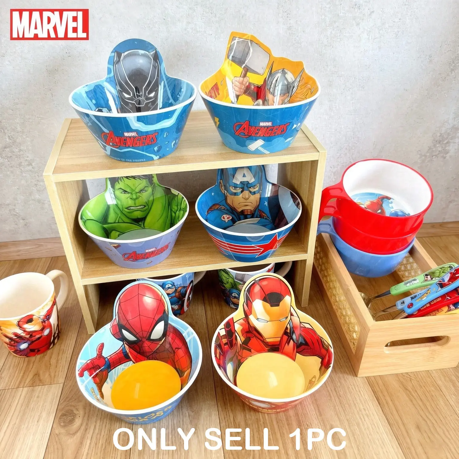 1PC Marvel Officially Licensed Avengers Melamine Bowl Spidey Iron Man Cap Heat Drop-Resistant Cereal Soup Family Gift