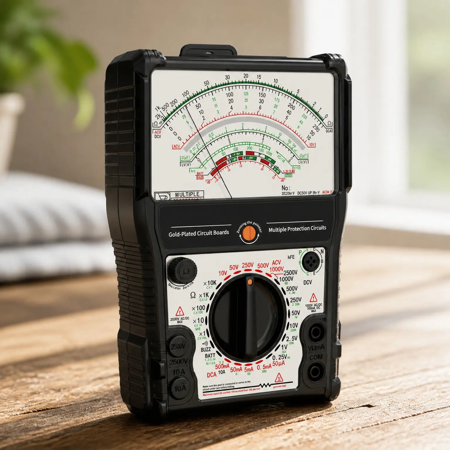 Analog Multimeter Pointer Type, AC DC 2500V, DC 10A, Resistance up to 100K, Battery Tester, Diode LED Test, Remote Control Detection, 11 Functions 24 Ranges